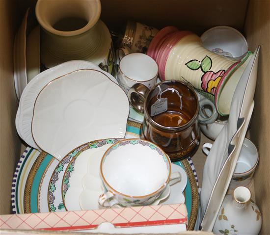 A collection of mixed Poole and other ceramics plus medina glass